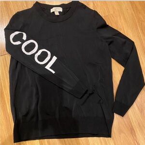 Michael Kors Black Crewneck long sleeve shirt with White Sleeve Detail